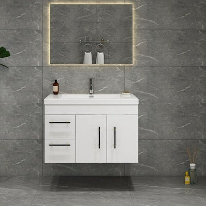 Elsa 36" Wall Mounted Bathroom Vanity with Reinforced Acrylic Integrated Sink Top