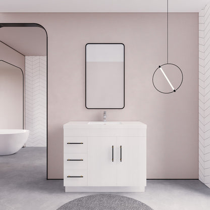 Elsa 42" Freestanding Bathroom Vanity with Reinforced Acrylic Integrated Sink Top