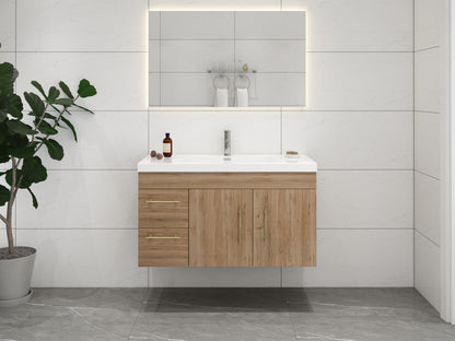 Elsa 42" Wall Mounted Bathroom Vanity with Reinforced Acrylic Integrated Sink Top