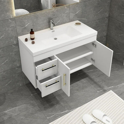 Elsa 42" Wall Mounted Bathroom Vanity with Reinforced Acrylic Integrated Sink Top