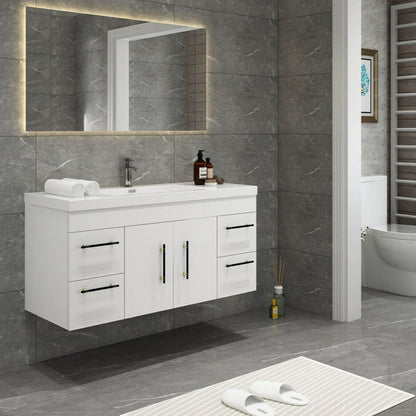 Elsa 48" Wall Mounted Bathroom Vanity with Reinforced Acrylic Integrated Sink Top