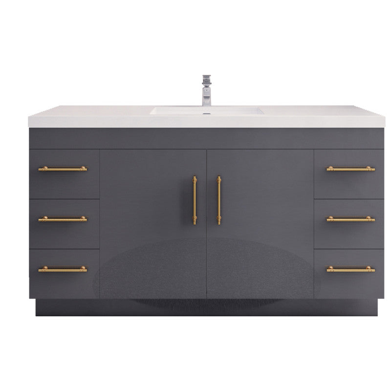 Elsa 60" Freestanding Bathroom Vanity with Reinforced Acrylic Integrated Sink Top