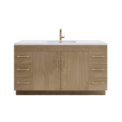 Elsa 60" Freestanding Bathroom Vanity with Reinforced Acrylic Integrated Sink Top