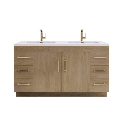 Elsa 60" Freestanding Bathroom Vanity with Reinforced Acrylic Integrated Sink Top