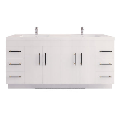 Elsa 72" Freestanding Bathroom Vanity with Reinforced Acrylic Integrated Sink Top