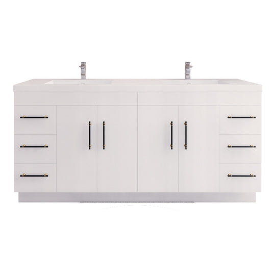 Elsa 72" Freestanding Bathroom Vanity with Reinforced Acrylic Integrated Sink Top