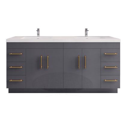 Elsa 72" Freestanding Bathroom Vanity with Reinforced Acrylic Integrated Sink Top