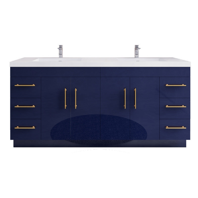 Elsa 72" Freestanding Bathroom Vanity with Reinforced Acrylic Integrated Sink Top