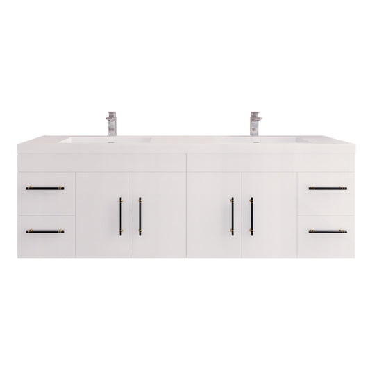 Elsa 72" Wall Mounted Bathroom Vanity with Reinforced Acrylic Integrated Sink Top
