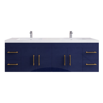 Elsa 72" Wall Mounted Bathroom Vanity with Reinforced Acrylic Integrated Sink Top