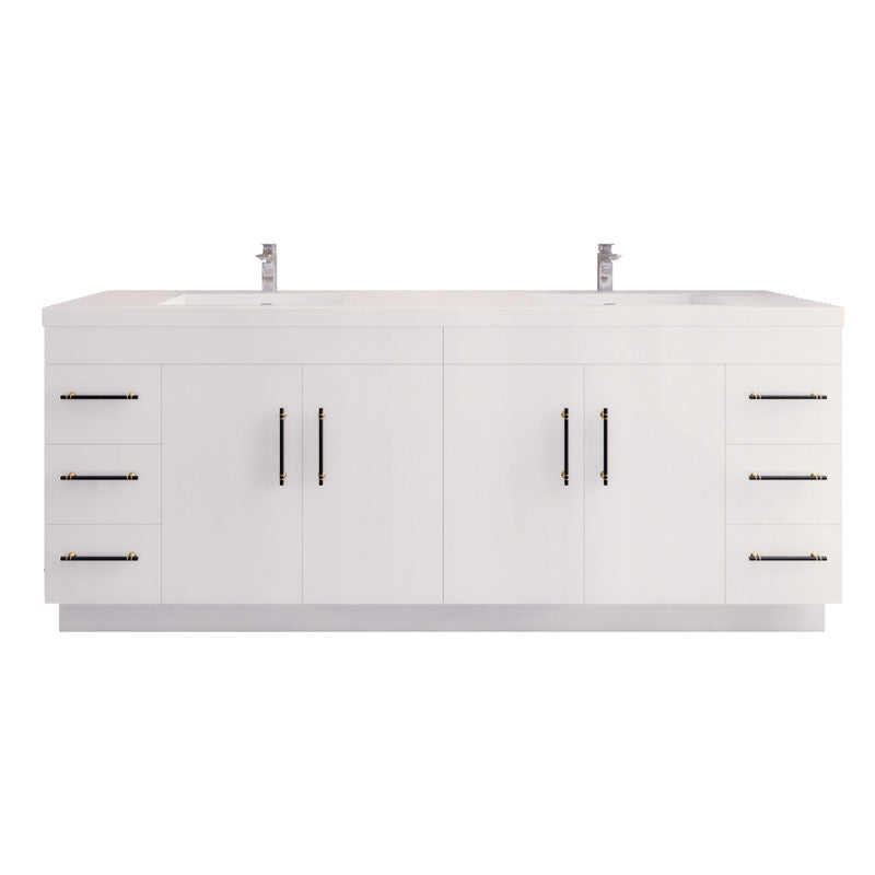 Elsa 84" Freestanding Bathroom Vanity with Reinforced Acrylic Integrated Sink Top