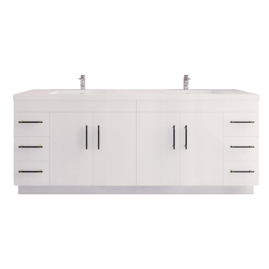 Elsa 84" Freestanding Bathroom Vanity with Reinforced Acrylic Integrated Sink Top