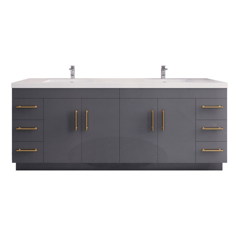 Elsa 84" Freestanding Bathroom Vanity with Reinforced Acrylic Integrated Sink Top