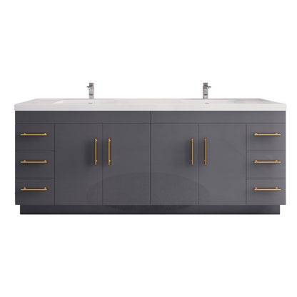 Elsa 84" Freestanding Bathroom Vanity with Reinforced Acrylic Integrated Sink Top