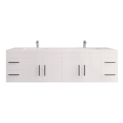 Elsa 84" Wall Mounted Bathroom Vanity with Reinforced Acrylic Integrated Sink Top