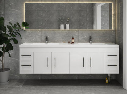 Elsa 84" Wall Mounted Bathroom Vanity with Reinforced Acrylic Integrated Sink Top