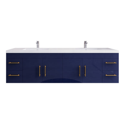 Elsa 84" Wall Mounted Bathroom Vanity with Reinforced Acrylic Integrated Sink Top