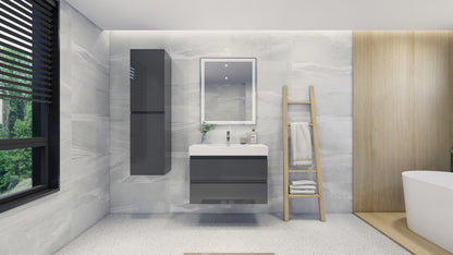 Fortune 36" Wall Mounted Bathroom Vanity with Reinforced Acrylic Integrated Sink Top