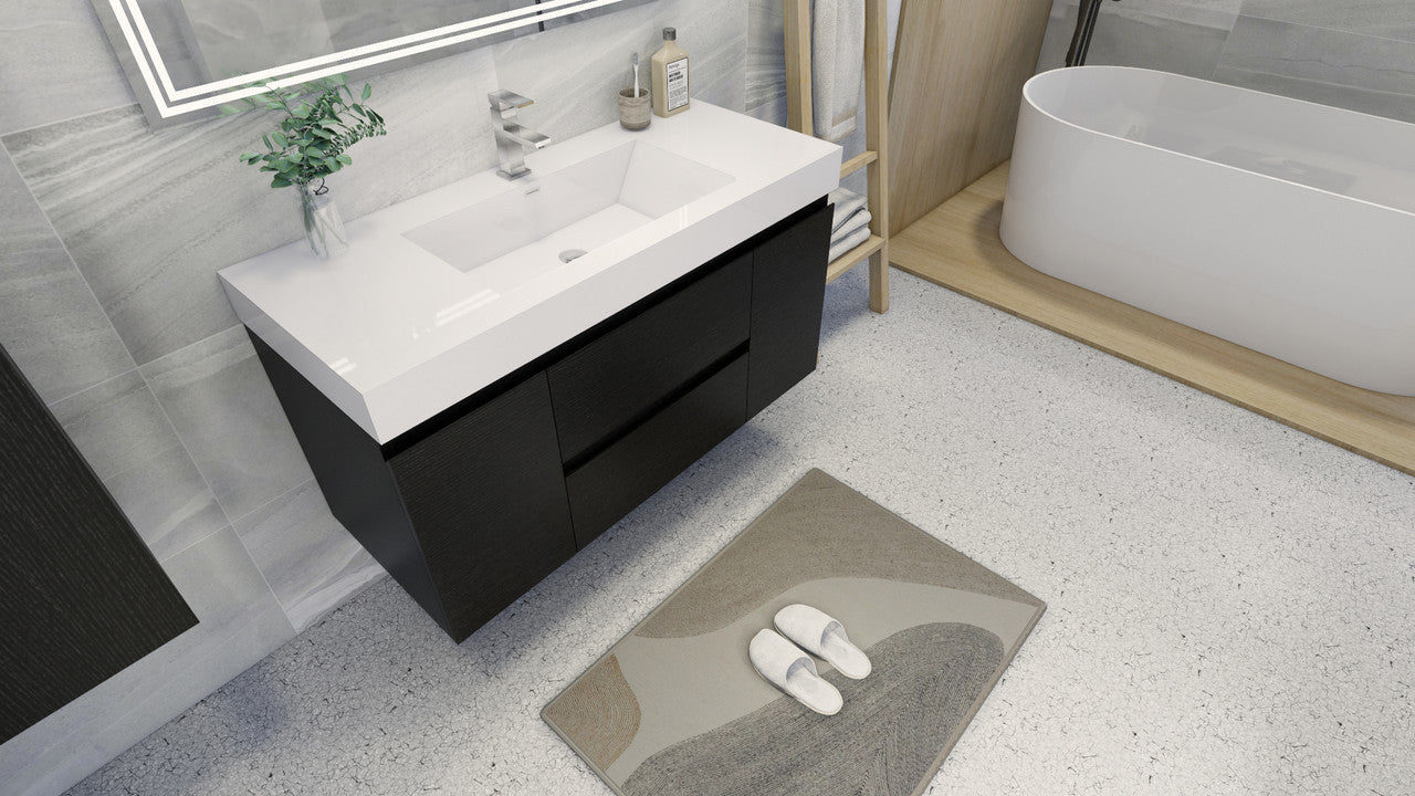 Fortune 48" Wall Mounted Bathroom Vanity with Reinforced Acrylic Integrated Sink Top