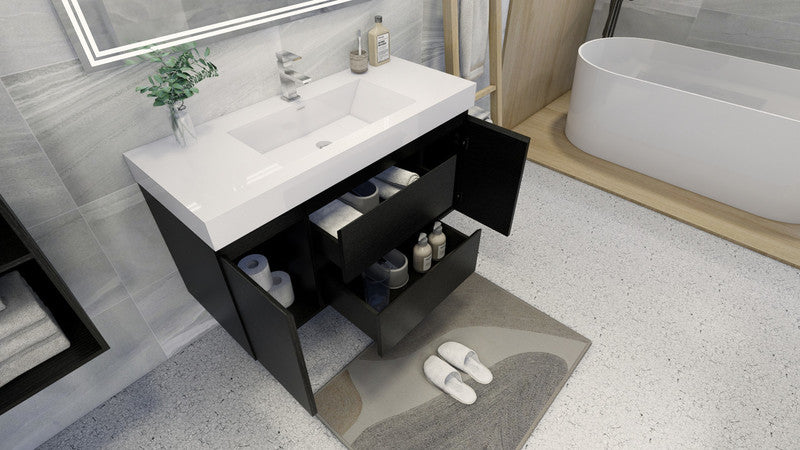 Fortune 48" Wall Mounted Bathroom Vanity with Reinforced Acrylic Integrated Sink Top