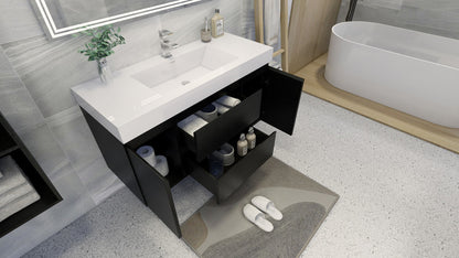 Fortune 48" Wall Mounted Bathroom Vanity with Reinforced Acrylic Integrated Sink Top