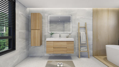 Fortune 48" Wall Mounted Bathroom Vanity with Reinforced Acrylic Integrated Sink Top