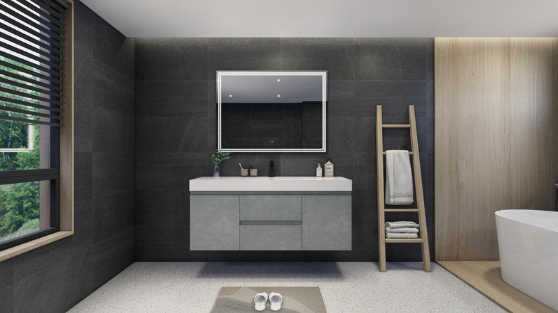 Fortune 60" Wall Mounted Bathroom Vanity with Reinforced Acrylic Integrated Sink Top