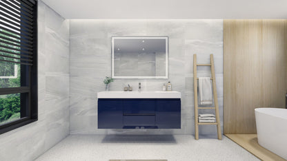 Fortune 60" Wall Mounted Bathroom Vanity with Reinforced Acrylic Integrated Sink Top