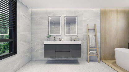 Fortune 60" Wall Mounted Bathroom Vanity with Reinforced Acrylic Integrated Sink Top
