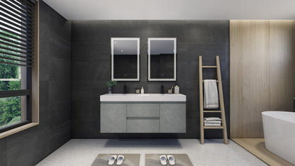 Fortune 60" Wall Mounted Bathroom Vanity with Reinforced Acrylic Integrated Sink Top