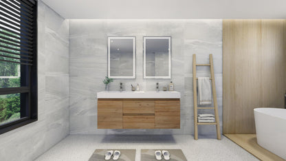 Fortune 60" Wall Mounted Bathroom Vanity with Reinforced Acrylic Integrated Sink Top