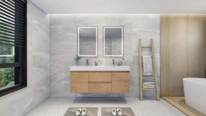 Fortune 60" Wall Mounted Bathroom Vanity with Reinforced Acrylic Integrated Sink Top
