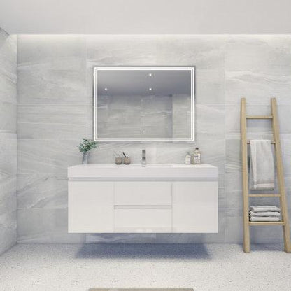 Fortune 60" Wall Mounted Bathroom Vanity with Reinforced Acrylic Integrated Sink Top