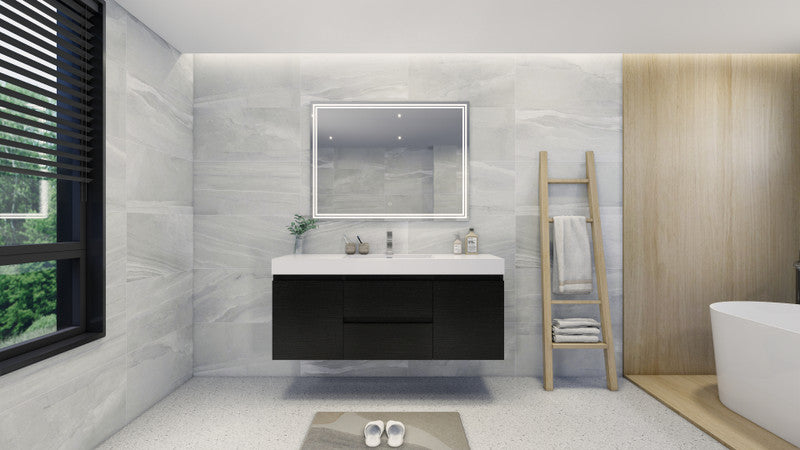 Fortune 60" Wall Mounted Bathroom Vanity with Reinforced Acrylic Integrated Sink Top