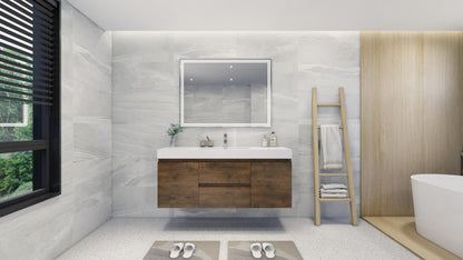 Fortune 60" Wall Mounted Bathroom Vanity with Reinforced Acrylic Integrated Sink Top