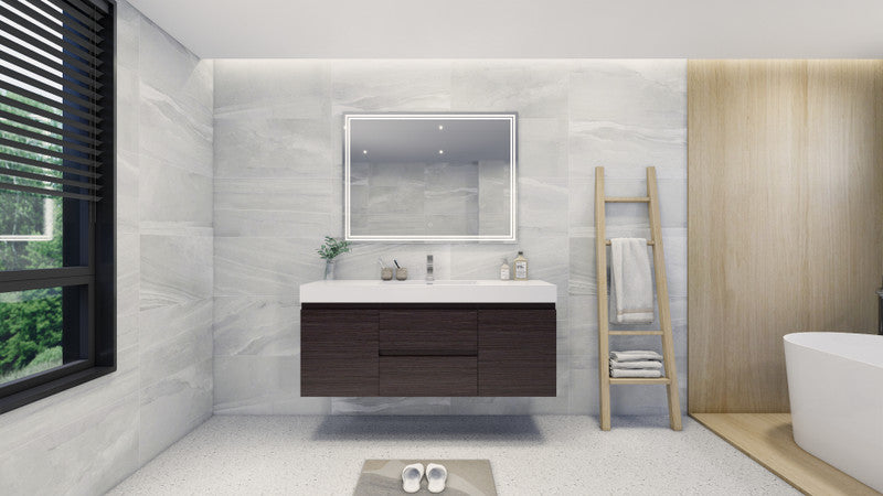 Fortune 60" Wall Mounted Bathroom Vanity with Reinforced Acrylic Integrated Sink Top
