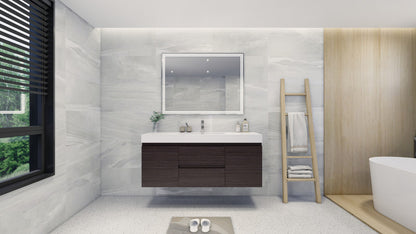 Fortune 60" Wall Mounted Bathroom Vanity with Reinforced Acrylic Integrated Sink Top