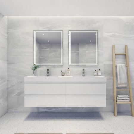 Fortune 72" Wall Mounted Bathroom Vanity with Reinforced Acrylic Integrated Sink Top