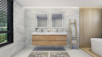 Fortune 72" Wall Mounted Bathroom Vanity with Reinforced Acrylic Integrated Sink Top