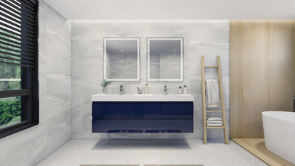 Fortune 72" Wall Mounted Bathroom Vanity with Reinforced Acrylic Integrated Sink Top