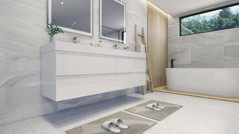Fortune 72" Wall Mounted Bathroom Vanity with Reinforced Acrylic Integrated Sink Top