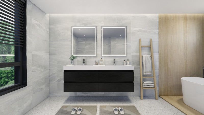 Fortune 72" Wall Mounted Bathroom Vanity with Reinforced Acrylic Integrated Sink Top