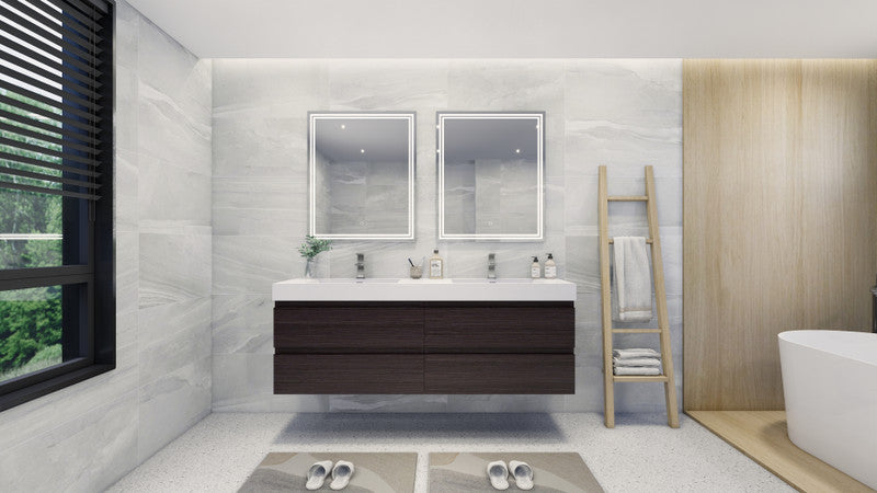 Fortune 72" Wall Mounted Bathroom Vanity with Reinforced Acrylic Integrated Sink Top