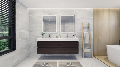 Fortune 72" Wall Mounted Bathroom Vanity with Reinforced Acrylic Integrated Sink Top