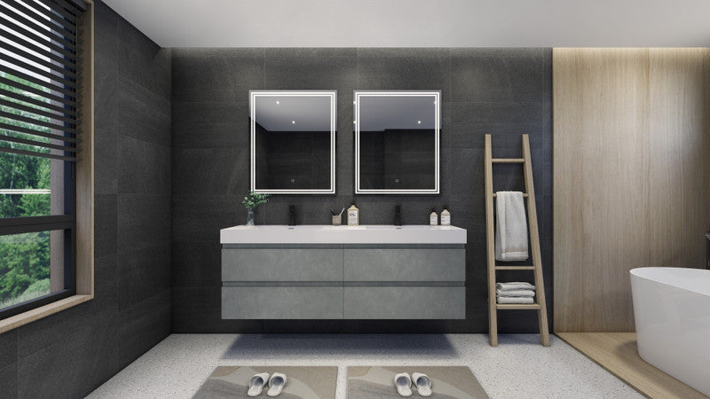 Fortune 72" Wall Mounted Bathroom Vanity with Reinforced Acrylic Integrated Sink Top