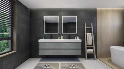 Fortune 72" Wall Mounted Bathroom Vanity with Reinforced Acrylic Integrated Sink Top