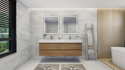 Fortune 72" Wall Mounted Bathroom Vanity with Reinforced Acrylic Integrated Sink Top