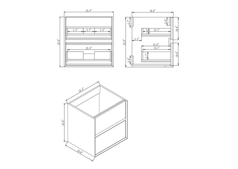 Kingdee 24" Wall Mounted Bathroom Vanity with Reinforced Acrylic Integrated Sink Top