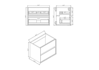 Kingdee 30" Wall Mounted Bathroom Vanity with Reinforced Acrylic Integrated Sink Top