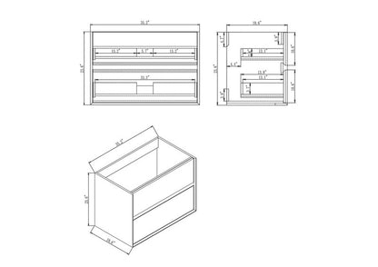 Kingdee 36" Wall Mounted Bathroom Vanity with Reinforced Acrylic Integrated Sink Top